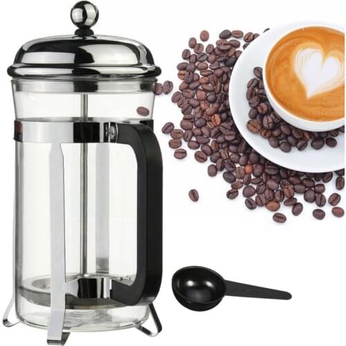 600ml Stainless Steel 210*150mm French Press Tea Coffee Maker Cafetiere Heat-resistant Glass Pot