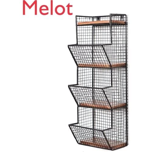 Exemption Punch Holes Iron Art Wall Bookshelf Shelf Solid Wood Board Wall Hang Layer Frame Originality Wall One Word A Partition