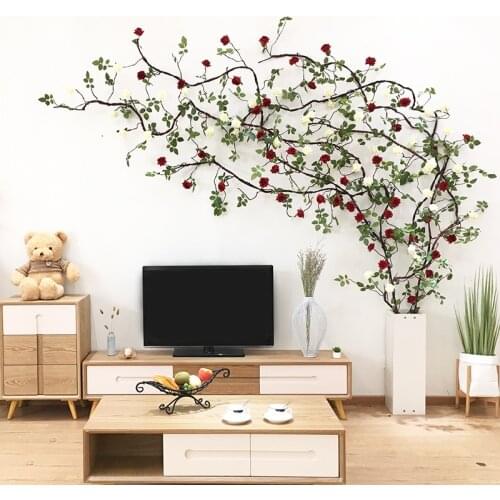 300cm Artificial Rose Vine Hanging Flowers With Green Leaves Fake Plants Silk Rattan Garland For Wedding Home Hotel Party Decor
