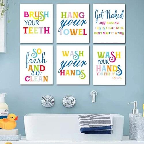 Canvas Painting Watercolor Painting Creative Alphabet Proverb Poster Toilet Background Wall Art for Living Room Home Decoration