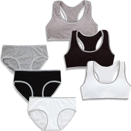 Teenage Clothes Sets Teenager Sport Underwear Training Bra for Girls Teen Bra and Panties Sets 8-16Y teen bra