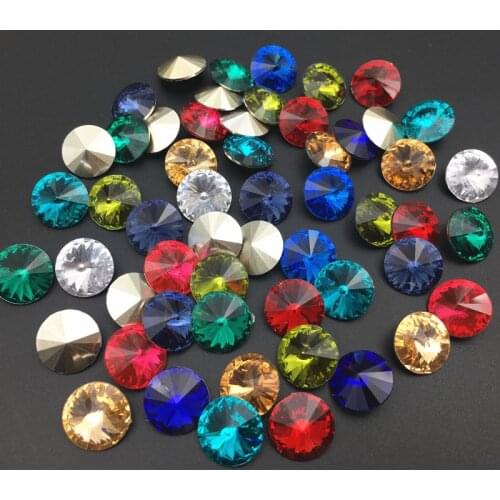 More Colors 12mm Rivoli round shape Point Back Resin Glue on rhinestone beads accessories diy trim