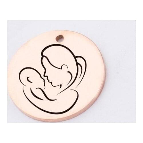 New 20pcs/Lot Stainless Steel Charms Mothers Love Round Charms Pendant for Fashion Jewelry Making DIY Handmade Accessories