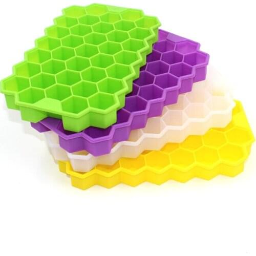 Kitchen Silicone Ice cube Mold Tray 37 Grids Stackable Easy-Release Ice block Mould With Lid For Chilled Drinks Whiskey Cocktail