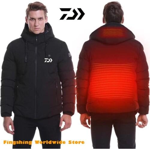 DAIWA Men Women Electric Heated Jacket Heating Waistcoat USB Thermal Warm Fishing Clothing DAIWA Plus Size Winter Fishing Jacket