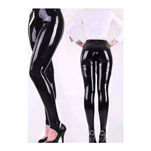 Latex natural soft Trousers rubber pants with foot women sexy men leggings