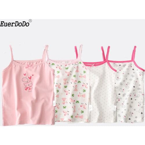 Summer Girls Shirts Cotton T-shirt For Children Cartoon Girls Tops Underwear Kids Baby Undershirt Singlet