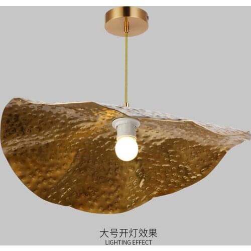 Lotus leaf chandelier creative personality copper lamp cafe lighting Bedroom Living room simple bar counter suspension light e27