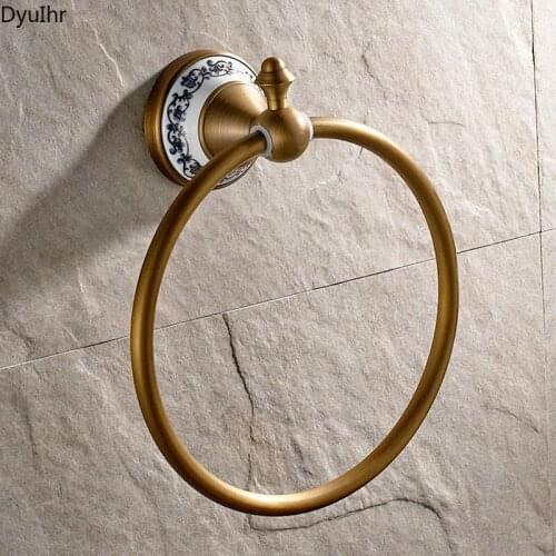 Copper antique brushed towel ring bathroom large roll paper hanging ring single layer ceramic towel ring DyuIhr