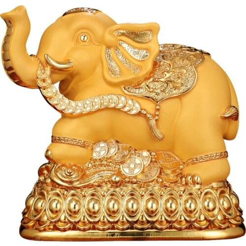 Cute Elephant Piggy Bank In and Out Home Decoration Chinese Feng Shui Resin Sculpture Figurines Miniatures Ornaments