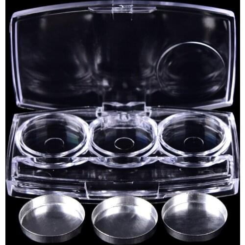 1 Set Empty 3 Round Grids Eyeshadow Lipstick Powder Box Case Cosmetic Packing+3Pcs Palette DIY Eyeshadow Powder Cosmetics