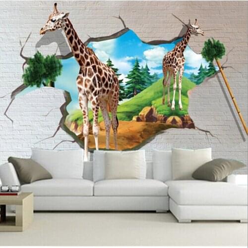 Custom 3D large murals,3D stereo cartoon giraffe wallpaper papel de parede,living room sofa TV wall bedroom wall paper