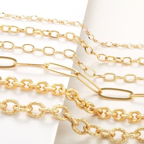 Necklace for Women Gold Link Long Chains Necklace Metal Copper 3 5 7 9mm Fashion Trendy Pendants Necklace