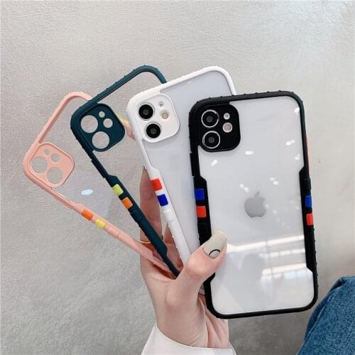 Colorful Bumper Shockproof Phone Case For iPhone 12 11 Pro Max XR X XS Max 8 7 6S Plus SE 2020 12 Mini Non-slip Trasparent Cover