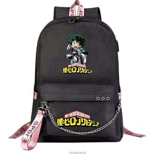 My Hero Academy Backpack Multi Women Men Backpack USB Charging Women School Backpacks Travel Bags Feminina Mochilas Casual Boys
