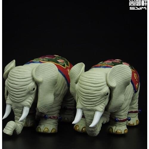 Shiwan porcelain doll boutique simulation animal elephant lucky new Chinese modern living room feng shui decoration crafts