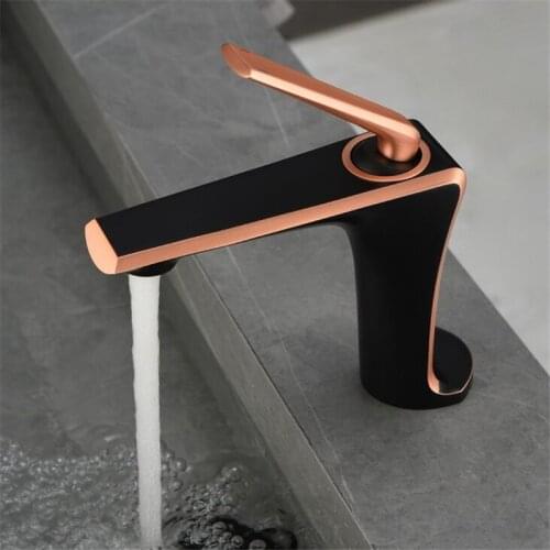 Bathroom Basin Faucets Solid Brass Brushed Gold Deck Mounted Single Handle Hot & Cold Sink Mixer tap Lavatory Crane Faucet