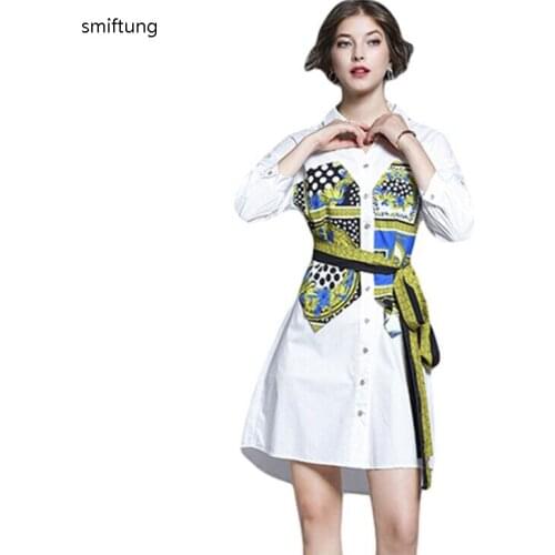 Wholesale smiftung fashion dress / summer casual dress / white color /printing