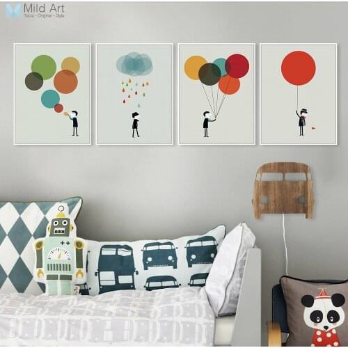 Modern Minimalist Boy Gentleman Colorful Balloon A4 Big Art Print Poster Wall Picture Canvas Painting Custom Bedroom Home Deco