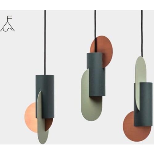 Nordic Modern Pendant Light Color Matching Single Head Hanging Lamp Green Cylindrical LED Bedroom Home Decor Lighting Fixtures