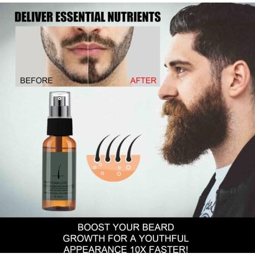 30ml Beard Growth Spray Beard Growth Liquid Fast Beard Growth Oil Serum Mustache Facial Hair Groom Preventing Alopecia TSLM2