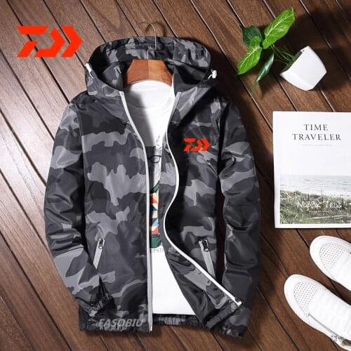 Daiwa Tactical Camouflage Fishing Jacket Men Casual New Autumn Zipper Fishing Clothes Windbreaker Coat Male Military Outwear