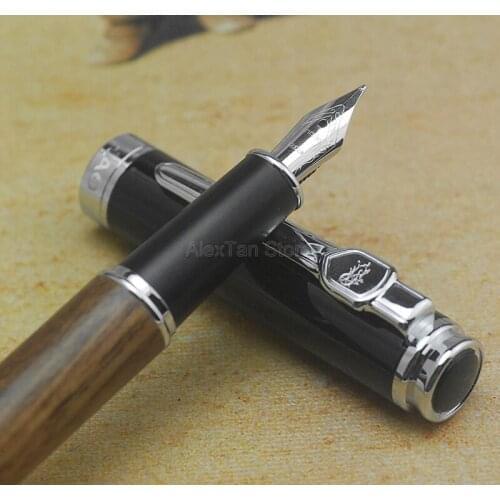 Jinhao Vintage Pear Wood Fountain Pen Wooden Barrel Writing Signature Pen, Fine Nib 0.5-0.6 Size Collection Office School