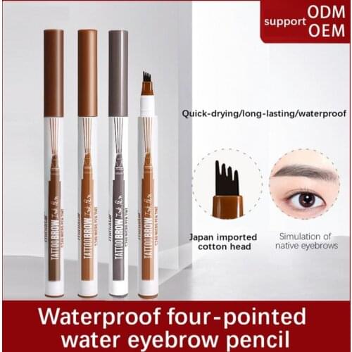Tattoo Eyebrow 3D Liquid Pen Waterproof 4 Fork Tip Brow Pencil Waterproof Sweatproof Lasting Dark Brown Eyebrow Makeup TSLM2