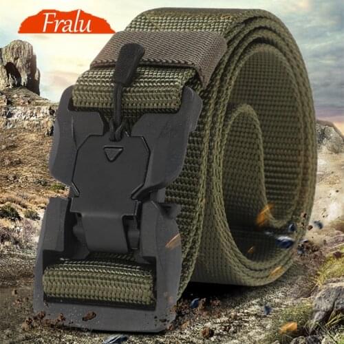 FRALU NEW Military Equipment Combat Tactical Belt for Men US Army Training Nylon Magnetic Buckle Waist Belt Outdoor Hunting belt