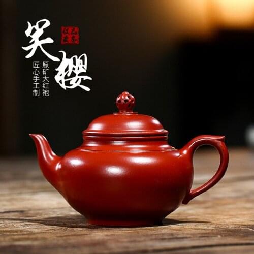 Yixing purple clay teapot handmade raw material Dahongpao Xiaoying 300cc five chapter home Kungfu teapot gift