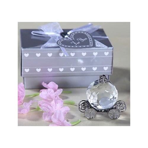 Ywbeyond 30pcs/lot crystal pumpkin carriage in gift box crystal wedding showers party favors and return gifts souvenirs