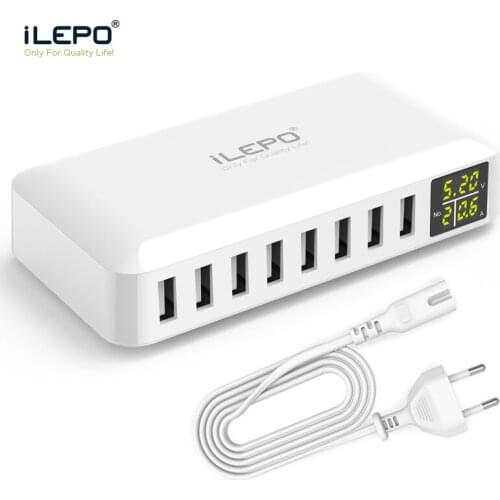 ILEPO 8 Ports USB Charger Smart LED Quick Charge Multi USB Charging Station For iPhone iPad Mini For Samsung Huawei Desktop Wall