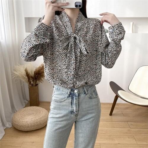 2021Fashion All-Match Small floral Shirt Long Sleeve Loose Temperament Tops for Women Shirts Spring Summer Ladies Tops