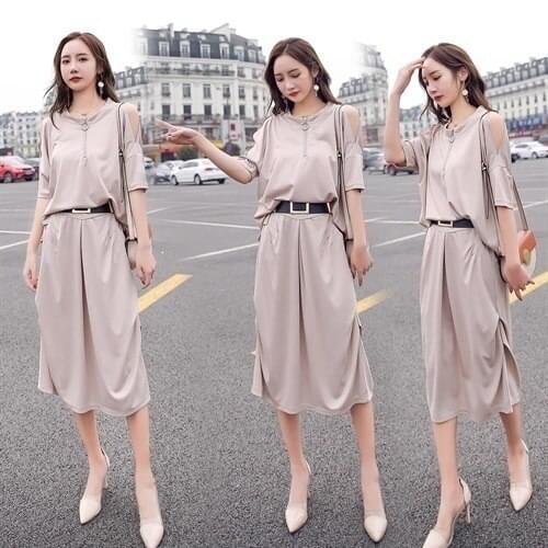 Women Summer Suits Two Pieces Elegant Fashion Design Off Shoulder Blouses Female Suits Sets Free Shipping