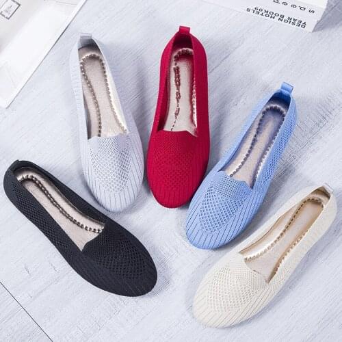 Womens Loafers Mesh Breathable Mother Shoes New Womens Fashion Single Shoes Cloth Shoes Women Soft Bottom Peas Shoes Women