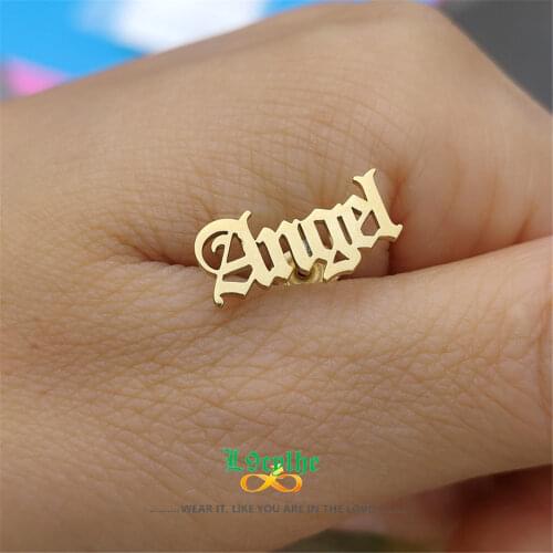 Gothic Name Stud Earrings For Women Baby Girls Stainless Steel Jewelry Custom Name Ear Studs Old English Personalized BFF Gift