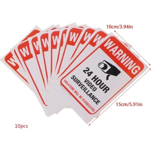 10pcs/lot Waterproof PVC CCTV Video Surveillance Security Sticker Warning Signs