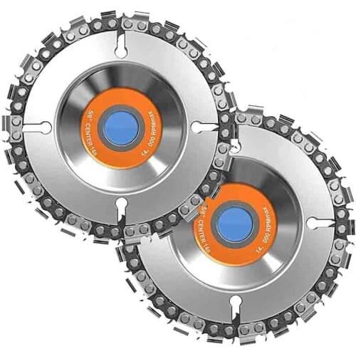 2Pcs 4-Inch Angle Grinder with Chain Disk Wood Slotting Saw Blade Woodworking Cutting Blade Cutting Chain Disk