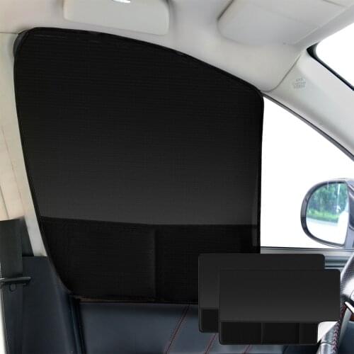 2 Pcs Oxford Cloth Car Window SunShade Curtain Sun-Proof Heat-insulating Velcro Car Front Rear Windows SunShade With Storage Bag
