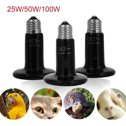 25W/50W/100W 220V Ceramic Heat Emitter Bulb No Light Emitted For Reptile Tortoise Pet Brooder Turtle Snake Lizard Heater Lamp