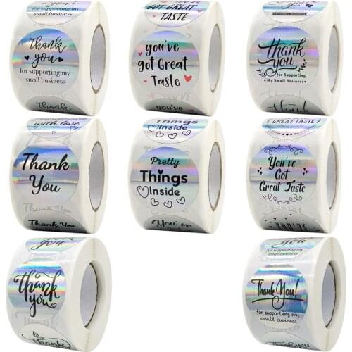 500PCS Thank You Stickers You've Got Great Taste Holographic Silver Rainbow Stickers Gift Seal Labels for Envelope Shop Wrapping