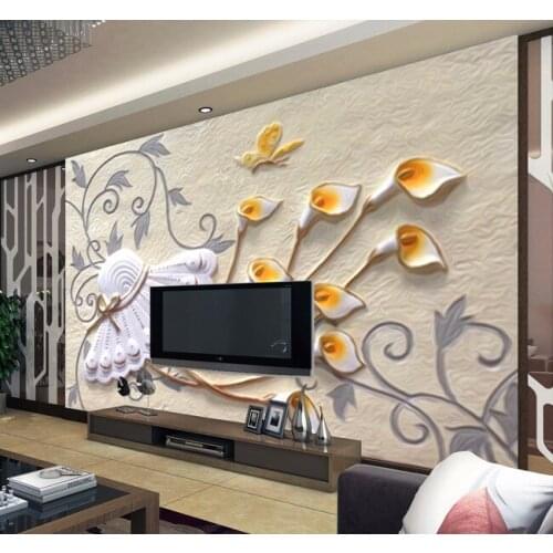 5D stereo convex mural custom wallpaper embossed flowers flowers dream living room sofa restaurant bedroom backdrop