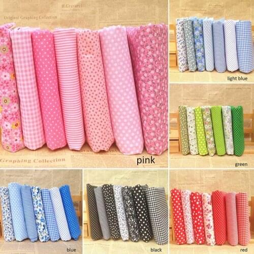 7Pcs Set Floral Print Sewing Patchwork Cloth Material Cotton Fabric Handmade Vintage Mixed Style Wild Sewing Patchwork 25*25CM