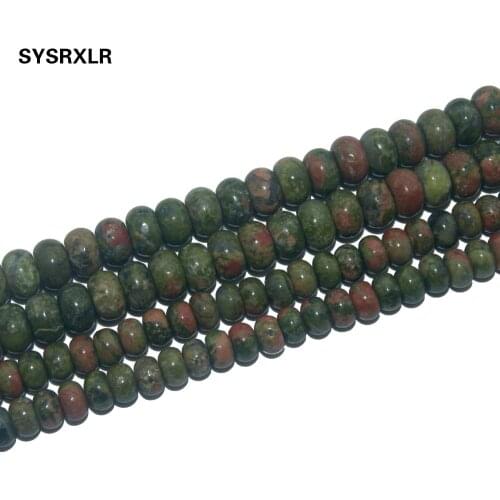 Free Shipping Unakite Natural Stone Spacer Rondelle Beads For Jewelry Making DIY Bracelet Necklace Material 4*7/5*8 MM Strand