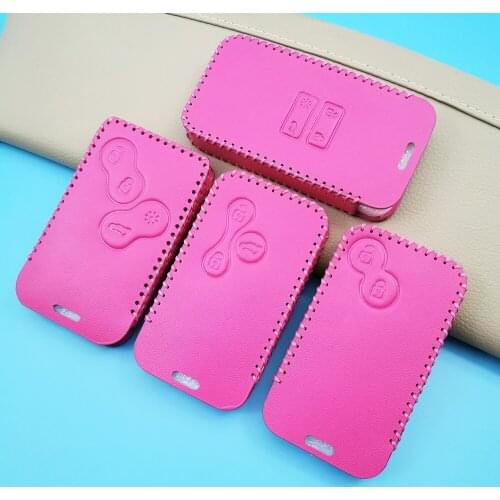 For Renault Kadjar Captur Clio Megane 2 3 4 RS Koleos Logan Scenic Card Soft Texture Leather Car Key Case Cover Keychain Fob