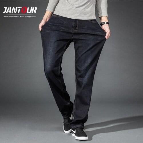 Streetwear Loose Straight Fit Jeans Mens Oversized Homme Black Hip Hop Baggy Wide Leg Denim Cotton Pants Trousers 40 42 44