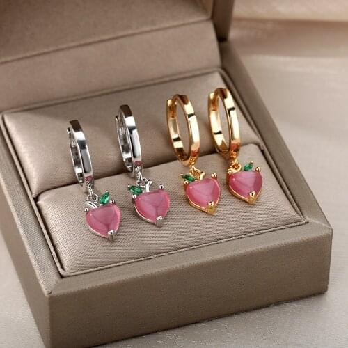 Enamel Pendants Hoop Earrings for Women Cute Fruit Charms Jewelry Making DIY Cherry Strawberry Earrings Accessories