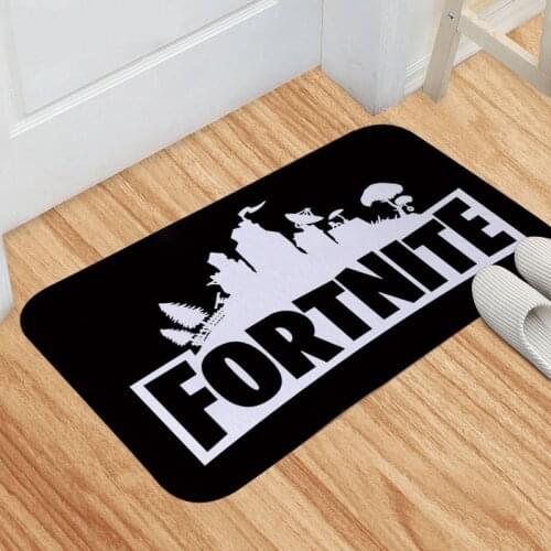 Fortnite Floor Mat Flannel Cartoon Household Doorway Kitchen and Toilet Absorbent Floor Mat Childrens Bathroom Mat Home Decor