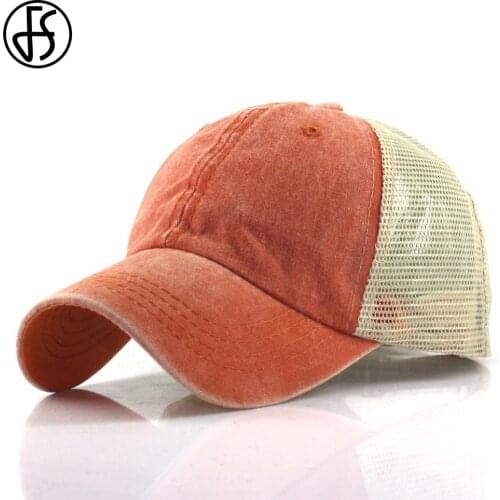FS Summer Orange Breathable Trucker Hat Women Men Golf Baseball Cap With Mesh Streetwear Snapback Hip Hop Caps Gorra Mujer