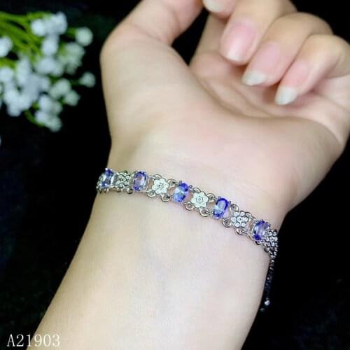 KJJEAXCMY boutique jewelry 925 sterling silver inlaid with natural tanzanite gemstone bracelet support test